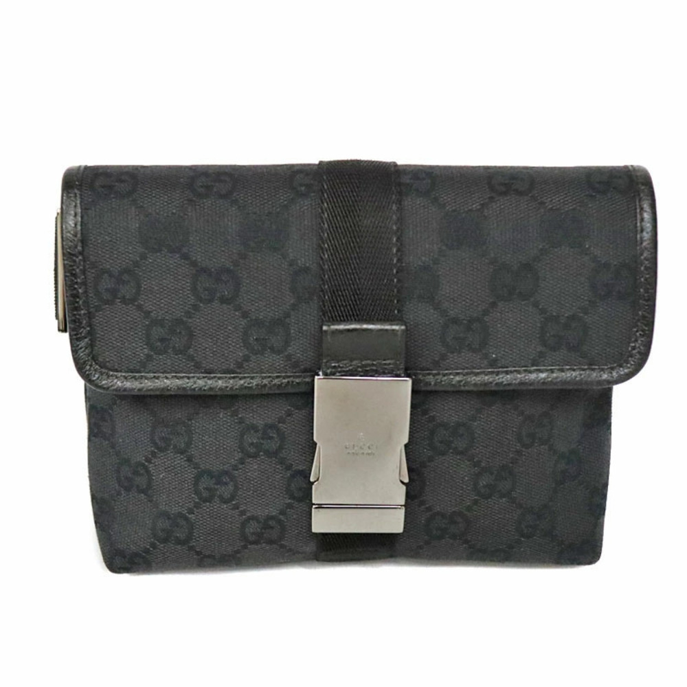 GUCCI GG Body Bum Crossbody Belt Bag Canvas Black